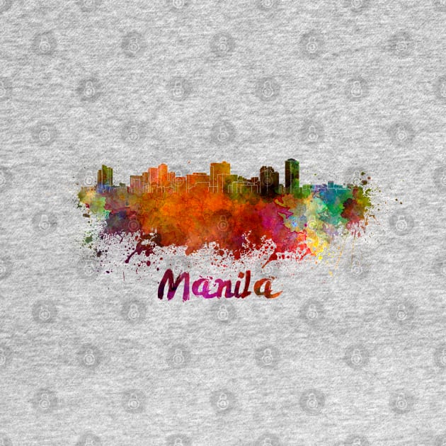 Manila skyline in watercolor by PaulrommerArt